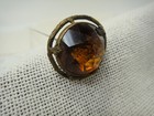 Antique Hat Pin 9 5 -10 5  Large Faceted Brown Glass Stone Vintage Hatpin