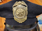 Obsolete Firemans Hat With Hat Badge ty Johnson olney Texas Fire Department