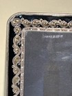 Vtg Metal Black Enamel 8    X 10    Picture Frame Rhinestone Lace Hollywood Regency