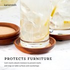 4 Piece Stackable Coaster Set  Natural Acacia Wood And Cork  Durable Drink