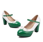 Women s Bowknot Ankle Strap Faux Leather Mary Jane Dress Prom Casual Shoes Size