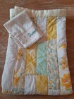 Crib Quilt Vtg Set Yellow Floral Hand Stitched W  Emboidered Pillowcase Nursery