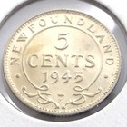 1945c Newfoundland Canada Five 5 Cent Small George Vi Whizzed Coin K981