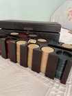 Antique Vintage Clay   Bakelite   Poker Chip Set Original Locked Case W  Key