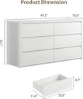 6 Drawers Dresser wide Wood Chest Of Drawers Handle Free  Large Modern Dresser