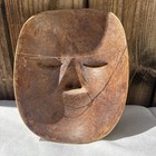 Vintage Japanese Okina Noh Mask Man Hand Carved Wood Hair On Stash   Eyebrows
