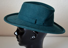 Vtg  Outback Trading Co Green Hat Sz Small Ascot Wool Felt Fedora Wide Brim Usa