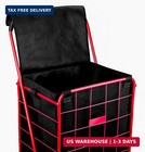 Folding Grocery Basket Cart Shopping Wheel Large Utility Laundry18 x15 x24  bag 
