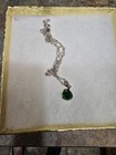 Emerald Color Crystal   Silver Tone Necklace   Earring Set With Gift Box