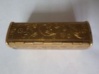 Antique Floral Motif Brass Lipstick Case W embossed Floral Design rusted Inside