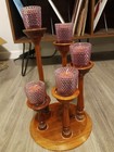 Vintage 5-tier Wooden Spiral Candle Holder Spindles Candelabra Votive Holders