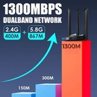 Wifi Usb 3 0 Adapter Antenna Long Range Wireless Extender 1300mbps Dual Band