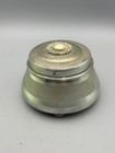 Vintage Powder Puff Music Box Metal Filigree Pearl 3 Footed Puff Non Working