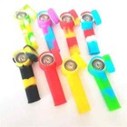 10pcs 3 4   Mini Silicone Smoking Hand Pipe With Metal Bowl  cap Lid Pocket Pipe