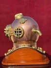 Diving Helmet Antique Us Navy Morse Deep Sea Scuba Marine Helmet Wooden Base 18 