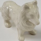 Vintage Hand Painted White Collie Dog 4  Porcelain Figurine 