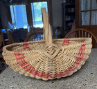 Vintage  Hand  Woven  Round  Bottom  Splint Gathering  Basket Large 16 