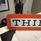 Vintage Ibm Desk Sign Plaque Think Orange Computer Advertising Stand Placard Htf