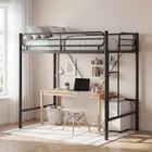 450 Lbs Heavy Duty Metal Frame Twin Loft Bed For Kids   Teens W 11 7  Guardrail