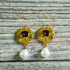 Silver Turquoise Crystal Earrings Pearl Ear Hook Dangle Drop Gift Jewelry