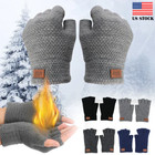 Winter Alpaca Wool Fingerless Gloves Thermal Men s Knitted Half Finger Mitten Us