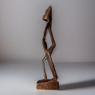Hand Carved Wood African Man Playing Drums Ebony  Tribal 10 Inches