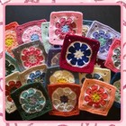 Set lot 20 Handmade African Violet Flower Crocheted Granny Squares Blanket Throw