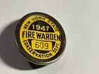Vintage 1947 Fire Warden New York State Conservation Dept  Badge Pin Button