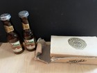 Vintage Flecks Beer Mini Glass Bottle Salt   Pepper Shaker Set W  Original Box