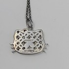 Vtg Sanrio Hello Kitty Sterling Silver 925 Crystal Cz Pendant Necklace 14-17   