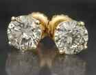  5000 1ct Tw Round Natural Diamond Studs Earrings In 14k Yellow Gold New