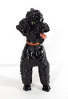 Vintage Breyer Glossy Black Poodle Figure Red Collar Green Eyes 9 long X 8  High