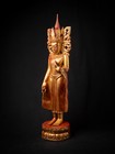 Old Wooden Burmese Crowned Buddha Statue From Burma  myanmar 