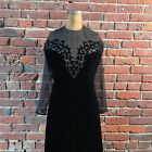 Vintage Oscar De La Renta Mesh Velvet Black Dress Size 6 Union Made