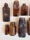 Vintage Antique Amber Glass Medicine Bottles Lot Apothecary Pharmacy Vials 14 Pc