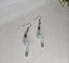 Vintage Earrings Glow In The Dark Tube Coil Light Blue Dangle Hook Fun   Funky