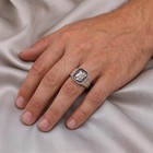 Mens 925 Sterling Silver Oxidized Roman Portrait Coin Signet Statement Ring