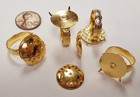 6 Vintage Gold Plated Unset 18mm  Round Sew On Finding Diy Adjustable Rings 173