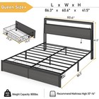 Queen Full Size Bed Frame With Storage Headboard  charging Station    Led Lights