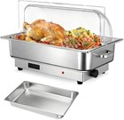 9qt Electric Chafing Dish Set Temp Control Stainless Steel Buffet Warmer