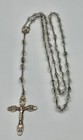 Vintage Italy Sterling Silver Rosary Catholic Crystal Beads Crucifix Cross Jesus