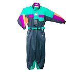 Vtg Ski Snow Suit Womens Size S m Retro 80s 90s Neon Teal Purple Orange Read