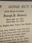 Antique Memorial Card Joseph Slabach Fannie Troyer Amish Genealogy Obituary Used