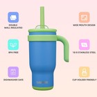 Bjpkpk 18 Oz Insulated Water Bottle With Handle   Straw  18 Ounces  Skyblue