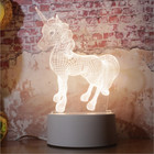 3d Led Night Light Unicorn Design Usb Bedroom Nightstand Child Bedside Wall Lamp