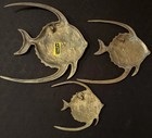 Vintage Set Of 3 Fritz Solid Brass Fish Wall Decor Mcm  With Maker   s Label