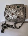 Sfera Femme Silver Metal Purse Bag Crossbody With Gemstones 5 x 6 in