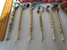 11 Antique Lace Tatting Bobbin 6 Bone 5 Wood Signed