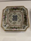 2 Rare Chinese Plates Gilt Qing Tongzhi Good Health Fortune Famille Rose Hexagon