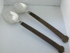 Mexican Sterling   Wood Handled Los Castillo 2pc Salad Serving Set Taxco No 148